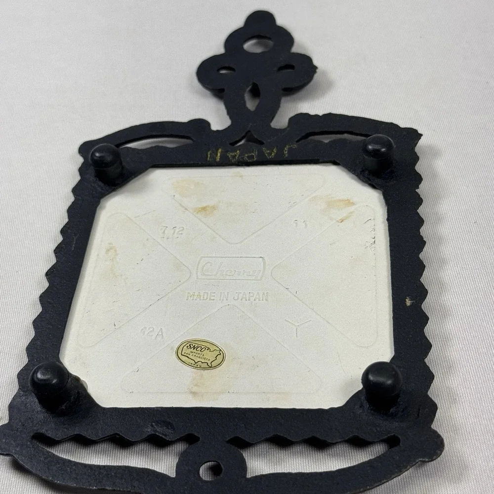 Vintage Tile Cast Iron Trivet San Francisco SNCO Japan Cable Car Chinatown 9.25